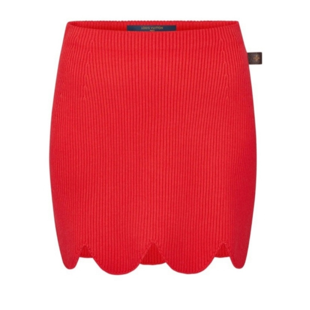 Louis Vuitton Red Wool Scalloped Mini Skirt XS